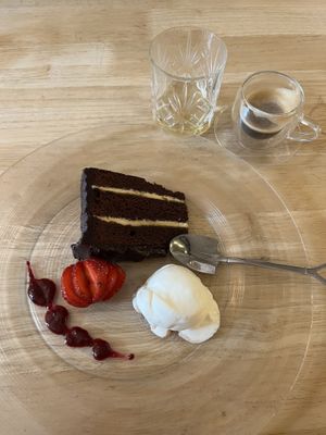Salted chocolate cake   at House O'Hill in Newton Stewart