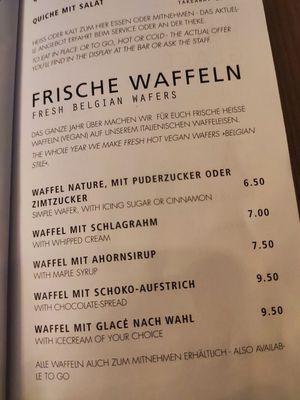 Vegan waffles (everything but the whipped cream is vegan) at Acero - Eiscafé und Bistro in Basel