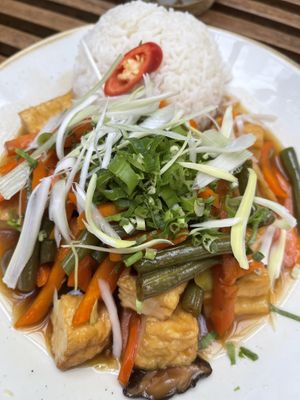 Tofu, vegetables and rice  at Comai - East in Frankfurt