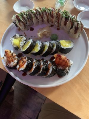 Veggie Lover (Top), Oshinko Maki (Middle), Sweet Potato Maki (Bottom)  at AMORE in Chicago