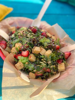 Crispy tofu x strawberry salad  at Fanjara - ფანჯარა in Batumi
