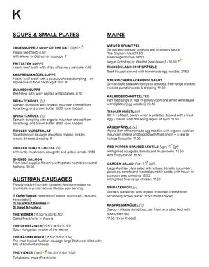 Menu (1/2) - January 2023 at Kipferl in London