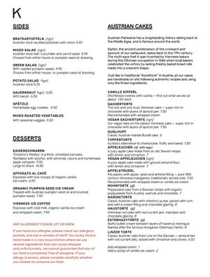 Menu (2/2) - January 2023 at Kipferl in London