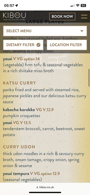 Menu 6, May 2023  at KIBOU Japanese Kitchen & Bar in Solihull