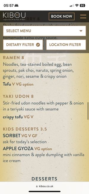 Menu 9, May 2023  at KIBOU Japanese Kitchen & Bar in Solihull