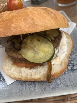 “Tasty Green” Vegan Hamburger (Hamburguesa Vegana)  at La Cubana in Lloret De Mar