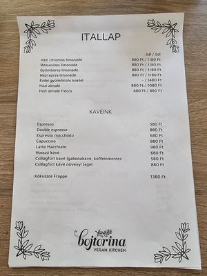 Drinks II at Bojtorina Vegan Kitchen in Sopron