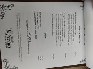 Speisekarte at Bojtorina Vegan Kitchen in Sopron