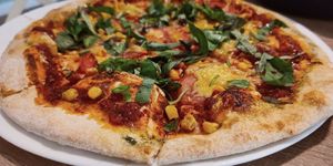 Special pizza they made for us at Bojtorina Vegan Kitchen in Sopron