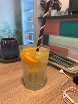 Homemade ginger lemonade  at Bojtorina Vegan Kitchen in Sopron