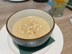 Apple celery cream soup  at Bojtorina Vegan Kitchen in Sopron