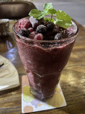Mixed berry smoothie, 60 baht  at Heaven Burger in Chiang Rai