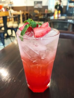 Strawberry soda at Heaven Burger in Chiang Rai