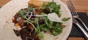 Smokey aubergine with pitta and potato rosti at Tendril in London