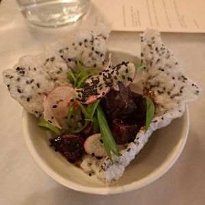 Purple potatoes with sticky soy sauce at Tendril in London