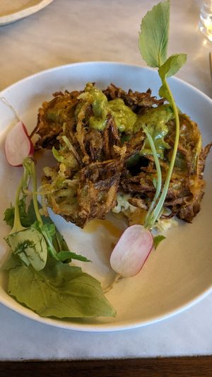 Leek fritters (recommended!) at Tendril in London