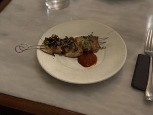 Grilled celeriac.  Apple.  Harissa  at Tendril in London