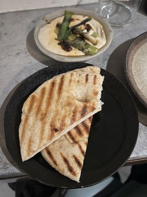 White bean spread, chilli, garlic, pitta! Couldn’t stop myself from diving in before taking the pic!  at Tendril in London