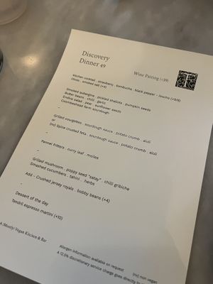 Menu - August 2024  at Tendril in London