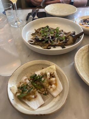 endive salad and smoked aubergine   at Tendril in London