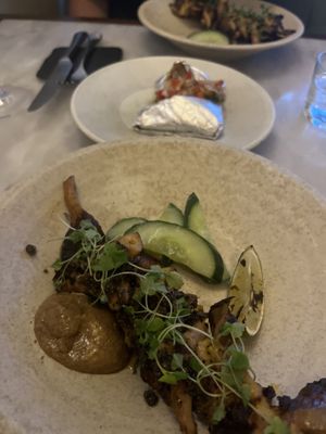 Satay mushrooms and jersey royals (probably didn’t need to add these on)  at Tendril in London