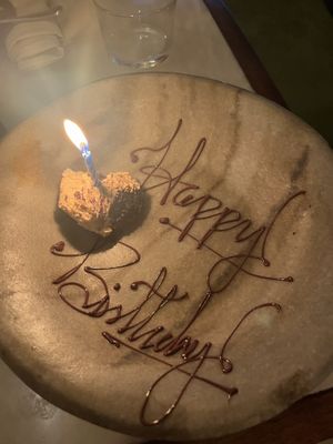 Tiramisu birthday plate   at Tendril in London