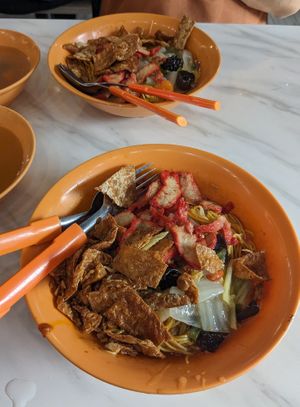 The noodles were over cooked and sticky. at Bishan Vegetarian 碧山素食 in Central Singapore