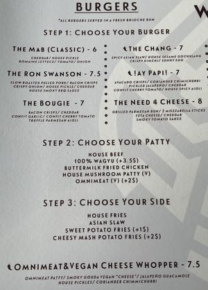 Menu 1 of 5 - Burgers  at Wat Bong in Siem Reap