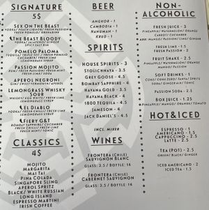 Menu 5 of 5 - Drinks  at Wat Bong in Siem Reap