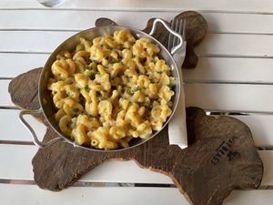 Vegan mac & cheese, $6.50  at Wat Bong in Siem Reap