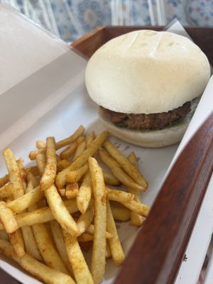 Vegan burger   at Wat Bong in Siem Reap