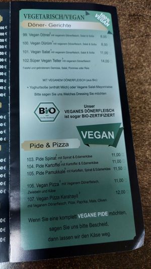 Menu at Mainzer Kebap in Mainz