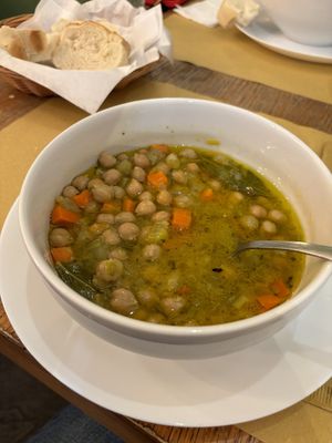Tasty chickpea soup   at Viola Bakery in Siracusa