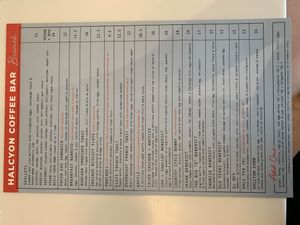 Menu - food side  at Halcyon in Dallas