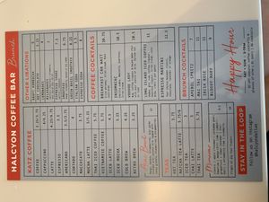 Menu - drinks side  at Halcyon in Dallas