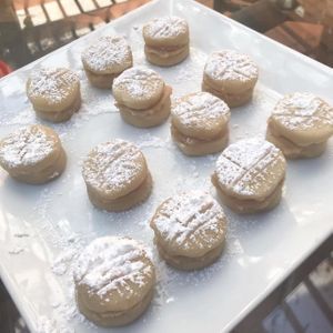 Alfajores de mazapán con manjar blanco. at La Portentosa in Vitacura