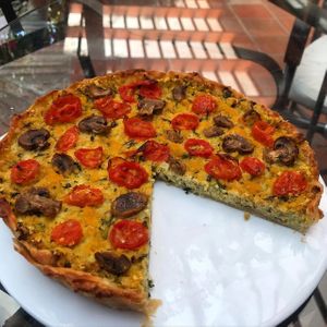 Quiche mediterráneo. / Mediterraean quiche. at La Portentosa in Vitacura