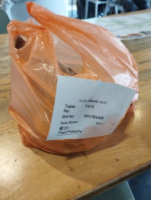 My takeaway prata with vegetarian curry sauce  at Zi Zai Vegetarian 自在齋 - Yishun in North Singapore