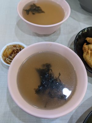 Soup with the dishes at Zhen Xin Vegetarian 真心素食 in Northeast Singapore