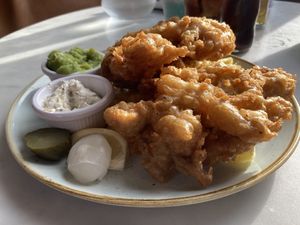 Vegan ‘fish’ and chips  at The Granary in Edinburgh