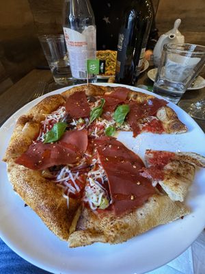 Vegan calabrese pizza!!  at New Bridge Sprizza in Florence