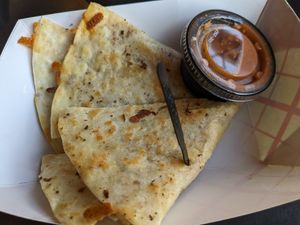 Quesadilla and salsa at Beer Tree Brew in Port Crane