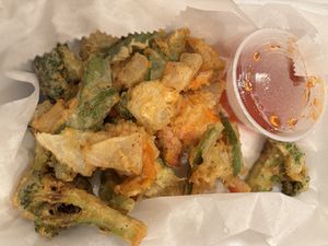 Fried Veggies weren’t bad for breaded fried veggies. (My husband liked these)  at Racha Thai Cuisine in Chesapeake