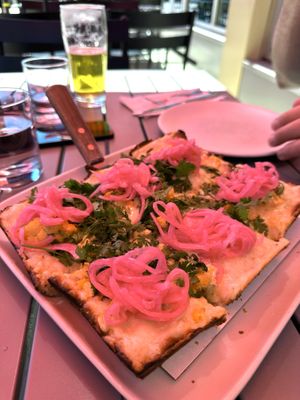 Buffalo Cauliflower pizza  at Ruse Brewing Crust Collective in Vancouver