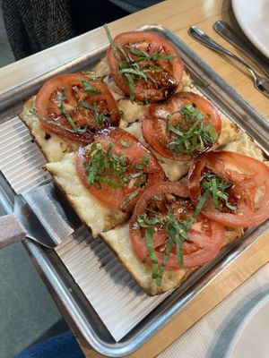 Margherita with vegan cheesee  at Ruse Brewing Crust Collective in Vancouver