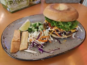 Bagel Burger with mushrooms at Sala - Avenue K in Kuala Lumpur