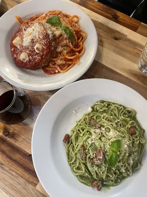 chicken parm and pesto  at Lilla in Portland