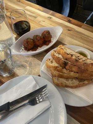 meatballs and focaccia   at Lilla in Portland