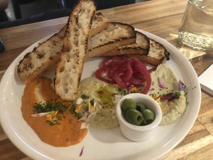 Focaccia with spreads   at Lilla in Portland