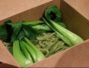 Spinach rice noodles at Viet Family - The Vegan House in Vancouver